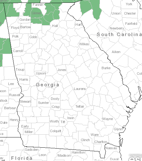 The Georgia range of Asclepias quadrifolia